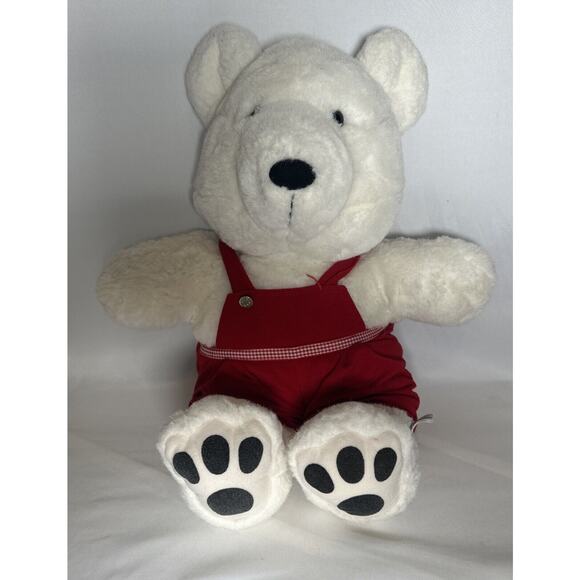 VTG 1986 Thalhimers "Snow Bear" w/ Red Vest & Bow~ 20" Stuffed Teddy Bear - Picture 1 of 6